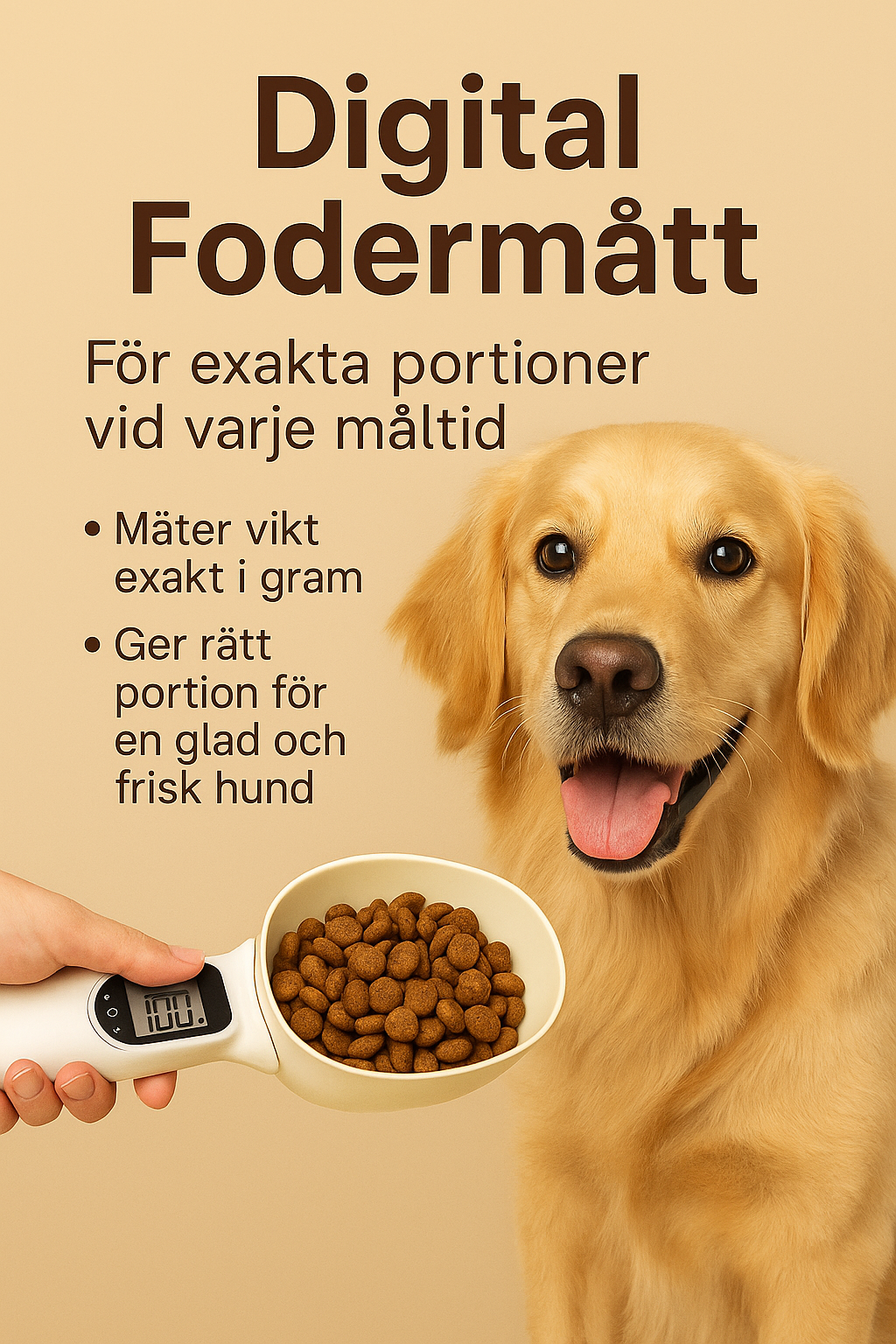 Digital Fodermått för Hund & Katt – Elektronisk Mätsked med Skärm