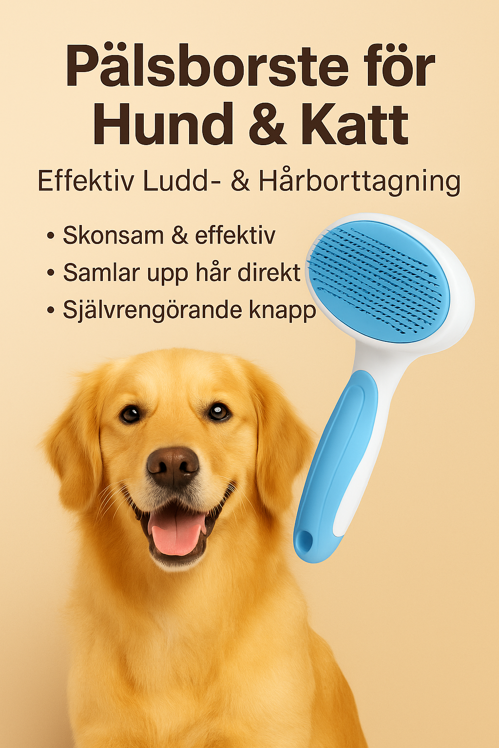 Pälsborste för Hund & Katt – Effektiv Ludd- & Hårborttagning