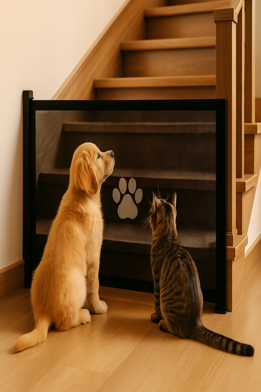 Säkerhetsgrind i Mesh – Hund & kattgrind för Dörrar & Trappor (110/180 cm)